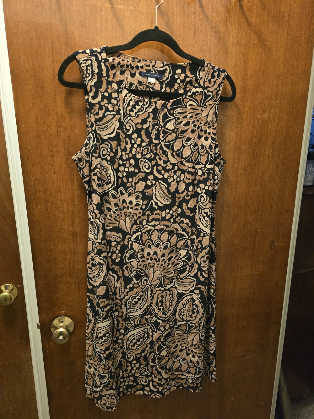 Tommy Hilfiger Sleeveless Floral Paisley Midi Dress - Black & Taupe